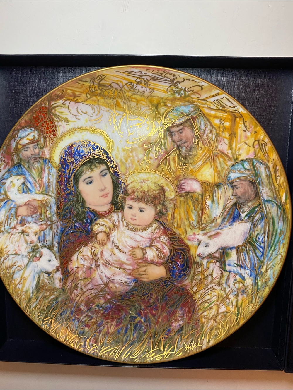 The Edna Hibel Christmas Plate 1988 titled “The Adoration of the Shepherds